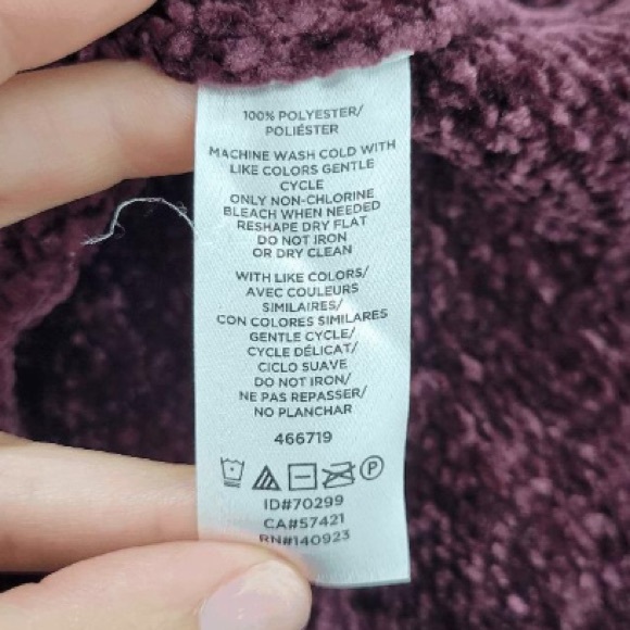 Loft Chenille Blouson Open Cardigan Sweater in Purple Wine Womens Size Medium - Picture 7 of 7